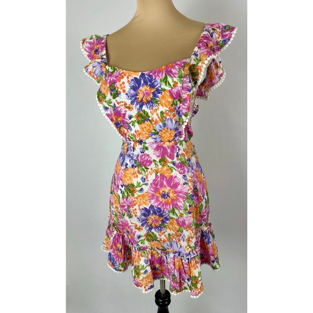 Hello Molly Floral Ruffle Mini Dress Backless Coquette Festival Boho Size 8 - Picture 5 of 16
